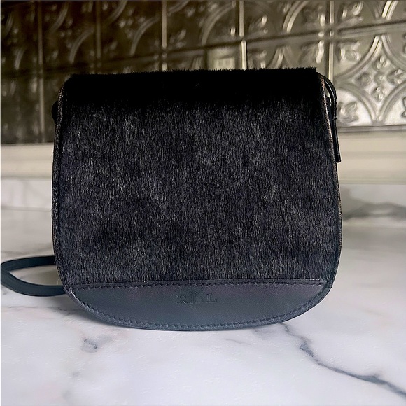 Ralph Lauren Handbags - VINTAGE LAUREN RALPH LAUREN Black Leather & Calf Hair Mini Crossbody Bag